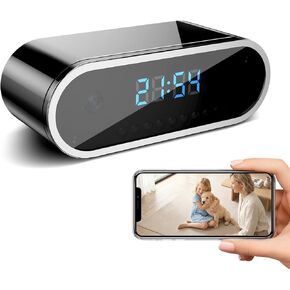 Wireless WiFi Indoor Security Camera with Clock for Home with App Control, Motion Detection, 150° Outdoor Camera with Night Vision & Loop Recording for Office/Shop/Pet/Garage,User-Friendly in Kuwait