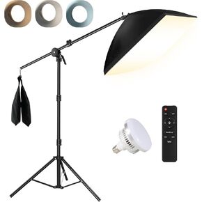 مجموعة إضاءة التصوير الفوتوغرافي من NiceVeedi Softbox مقاس 20 بوصة × 28 بوصة 85 وات 3000K-6000K E27 LED طقم إضاءة Softbox مع ذراع بوم وحامل ثلاثي القوائم 91 بوصة، وأضواء الاستوديو العلوية للتصوير الفوتوغرافي/البث المباشر/الصورة in Kuwait