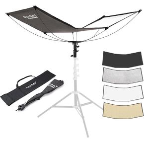 RAUBAY Quick-Open Curved Reflector, U-Shape Clamshell Light Reflector with 48in x 26in Photography Diffuser for Studio Portrait&Video Shooting, 4-in-1 Black/White/Silver/Gold, RAPIDLITE, CR-120 in Kuwait