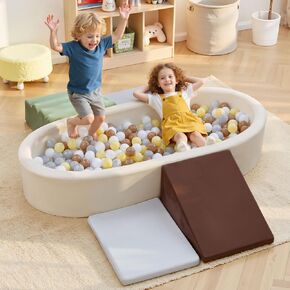 BanaSuper Extra Large Foam Ball Pit & Climbing Toys for Toddlers, 6-Piece Indoor Soft Play Gym Blocks for Crawling & Active Play, Kids Ball Pool Holds 1000 Balls (Grey & Green, Balls Not Included) in Saudi Arabia