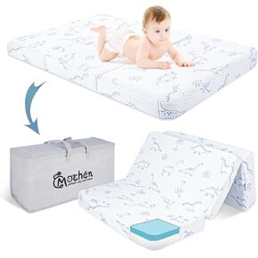 Mochen Trifold Pack and Play Mattress, 38"x26" Dual-Sided Memory Foam Pack n Play Mattresses Pad, Portable Soft Thick Pack n Play Mattress with Removable Cover & Carry Bag in Kuwait