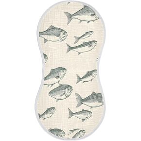 Muslin Baby Burp Cloths Set of 2 -Fish Super Absorbent Cotton Burping Rags Soft Baby Washcloths for Newborn Boys Girls, 11 x 22 Inch in Saudi Arabia