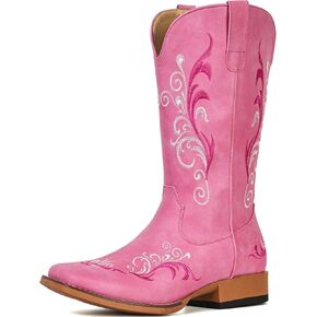 Cowboy Boots for Women Mid Calf Square Toe in Saudi Arabia