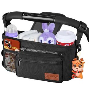 Guiseapue Universal Stroller Organizer with Cup Holder: Baby Essentials, Stroller Caddy with Shoulder Strap, Detachable Phone Bag, Stroller Accessories, Chirstmas New Moms Baby Gifts in Saudi Arabia