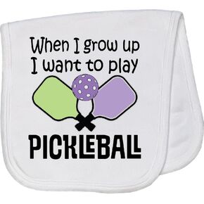 inktastic When I Grow Up I Want to Play Pickleball Baby Burp Cloth Pink 487c4 in Kuwait