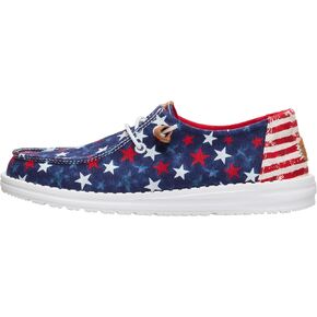 HEYDUDE Women's Wendy Americana Stars Slip On Shoe | Patriotic Lightweight Travel Loafer with Elastic Laces in Kuwait