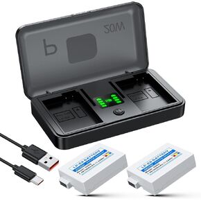 LP-E8 Battery 1600mAh (2-Pack) with PD 20W USB Fast Charger & LED Display, Set for Canon Rebel T2i, T3i, T4i, T5i, 550D, 600D, 650D, 700D, Kiss X4, X5, X6, X6i, X7i, Rechargeable Batteries Case in Saudi Arabia