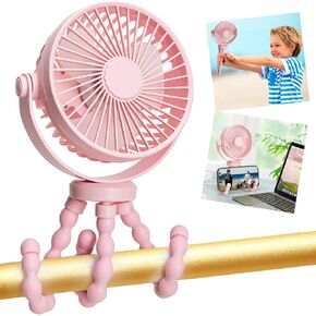 snawowo Mini Portable Stroller Fan, 3000mAh Battery Operated Personal Small Handheld Fan with Flexible Tripod, 360° Rotate 3 Speed Rechargeable Clip On for Car Seat Crib Treadmill Travel Camping in Saudi Arabia