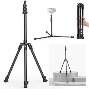 Photography Light Stand, 17.7–76.8" Adjustable Aluminum Tripod Light Stands with 1/4" Thread, Max Load 6.6lb, Foldable & Portable Mount for Ring Light, LED Panel, Studio & Outdoor Shooting in Saudi Arabia