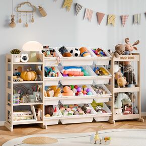 Large Kids Toy Storage Organizer - Toy Organizers and Storage with Stuffed Animal Storage, Kids Toy Storage Shelf with 12 Plastic Bins, 4-Tier Bookshelf for Kids Room, Playroom, Bedroom, 59 inch in Saudi Arabia