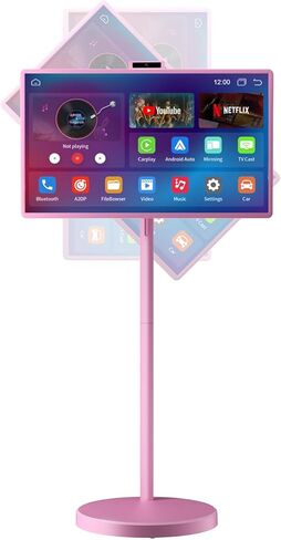 VLH Smart Portable TV on Wheels, 32-Inch 1080P Touchscreen Rolling TV with Android 15, 38400mAh Battery Powered, 8+128GB Movable TV 5MP Camera, 10-12H Playtime Portable Television for Camping & Home in Saudi Arabia