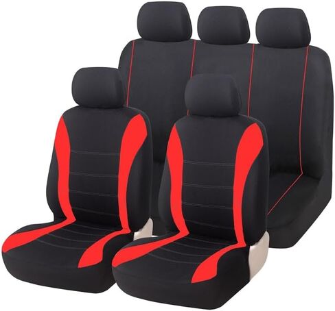 أغطية مقاعد السيارة مجموعة كاملة لسيارة VW Golf 5/Golf GTE/Golf GTI/Golf GTD/Golf Clubsport، 5 مقاعد غير قابلة للانزلاق، واقي مقعد متين مقاوم للاهتراء، فتحة أمامية خلفية عالمية للسيارات، B أحمر in Kuwait