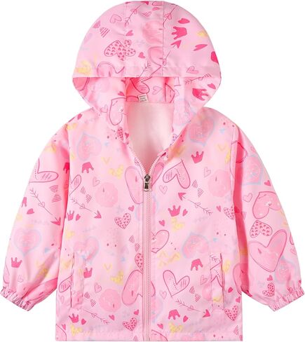 Miipat Toddler Girls Windbreaker Jacket Lightweight Zip Hooded Jacket Kids Outerwear Coat with Side Pockets in Kuwait