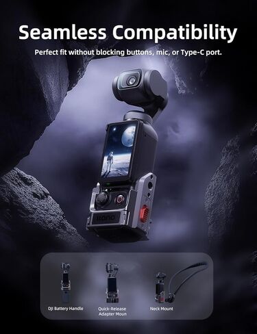 قفص ألومنيوم llano + حامل ثلاثي 16 بوصة 2 في 1 لـ DJI Osmo Pocket 3، مع خيوط 1/4 بوصة ورأس كروي 360 درجة لمدونات الفيديو والسفر والرياضة in Kuwait