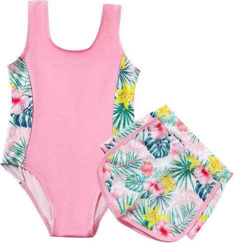 DREAM BUS Toddler Girls One Piece Swimsuits with Boyshorts Little Girls Bathing Suit Summer Swimwear for 18M-6Y in Kuwait