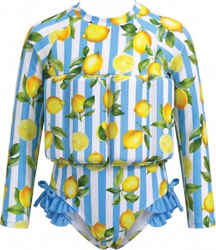 Toddler Girls' One-Piece Premium Swimsuit -Bathing Suit with Built-in Buoyancy, Soft Stretch Fabric -Float Swim Suit for Pool in Kuwait