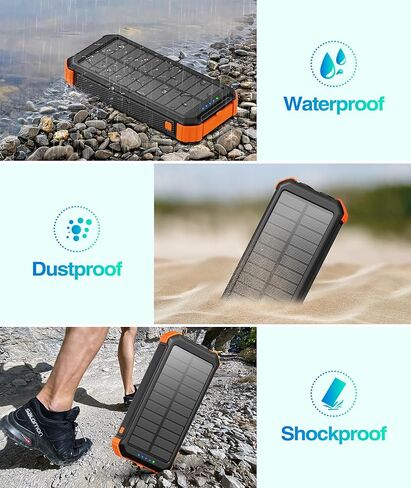 LATIMERIA 45800mAh Solar Charger Power Bank, Portable Phone Charger with 5V3.1A QC 3.0 Fast Charging, Solar Panel USB C in/Output for Cellphone, External Battery Pack with Dual Flashlights for Hiking in Saudi Arabia
