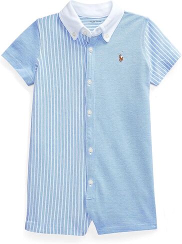 Polo Ralph Lauren Baby Boy's Striped Cotton Mesh Polo Shortall (Infant) in Kuwait