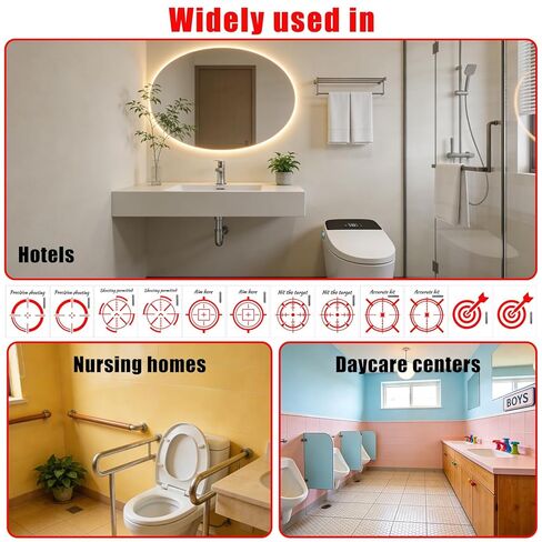 12pcs Toilet Aiming Stickers, Waterproof Potty Training Stickers for Boys Red Pee Decals for Bathroom Urinal & Restroom Toilet Bowl in Kuwait