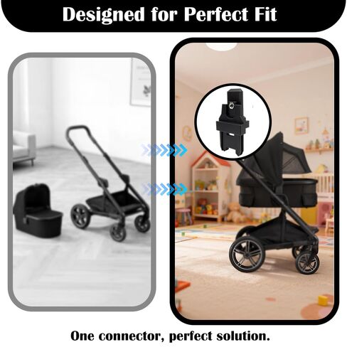 طقم موصل محول عربة الأطفال، متوافق مع سرير UPPAbaby V1 V2 V3 وإطار عربة الأطفال Nuna Mixx Next، محول سرير سهل التركيب، عبوتان، أسود in Kuwait