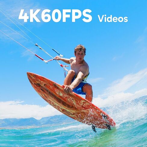 AKASO Brave 8 4K60FPS Action Camera with 64GB Card, 48MP Photo Waterproof Underwater Camera with SuperSmooth Stabilization Touch Screen Sports Camera with 5X Zoom 8X Slo-mo Remote Control in Kuwait