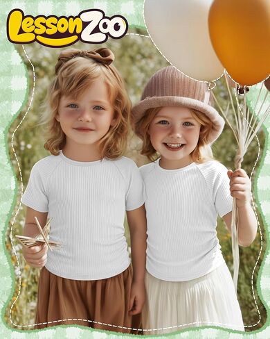 Toddler Girl T-Shirts Infant Girls Ribbed Short Sleeve Shirts Slim Fit Cotton Tee Kids Side Ruched Tops Size 18M-5T in Kuwait