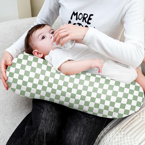 Susurration 2 Pack Nursing Pillow Cover,Ultra Soft and Stretchy Compatible with Boppy Breastfeeding Pillow,Comfortable and Skin-Friendly Slipcovers for Newborn Boys & Girls(Green Plaid) in Kuwait