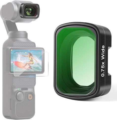 عدسة بزاوية واسعة 0.75X متوافقة مع DJI Osmo Pocket 3 وPocket 4 فقط، 3 عناصر و3 مجموعات من الزجاج البصري متعدد الطبقات، مرفق عدسة مغناطيسية عريضة لمدونات الفيديو والسفر، آمن للغاية وخفيف الوزن in Kuwait