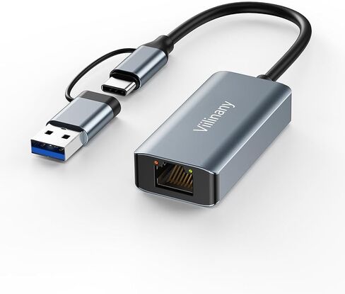 2-in-1 USB 3.0 and USB C to Ethernet Adapter, Gigabit RJ45 LAN Network Dongle 1000Mbps, Aluminum Alloy, Compatible with Windows, MacOS, Linux in Saudi Arabia