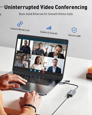 2-in-1 USB 3.0 and USB C to Ethernet Adapter, Gigabit RJ45 LAN Network Dongle 1000Mbps, Aluminum Alloy, Compatible with Windows, MacOS, Linux in Saudi Arabia