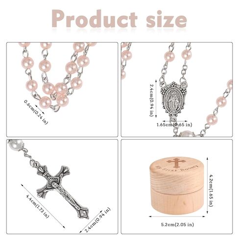 My First Rosary Baptism Gifts Rosary Catholic Keepsake Box for Baby Shower First Communion Christian Beads Gifting Set (Pink) in Kuwait