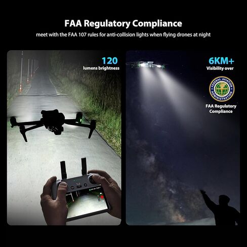 STARTRC Drone Strobe Light, Rechargable Flash Led Lamplight for FAA DroneNight Flying, Fits for DJI Neo 2,Mini 5 Pro/ 4 Pro/3/4k, Avata 2,Air 3S and All RC Drones Accessory(2pc) in Kuwait