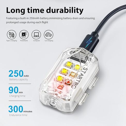 STARTRC Drone Strobe Light, Rechargable Flash Led Lamplight for FAA DroneNight Flying, Fits for DJI Neo 2,Mini 5 Pro/ 4 Pro/3/4k, Avata 2,Air 3S and All RC Drones Accessory(2pc) in Kuwait