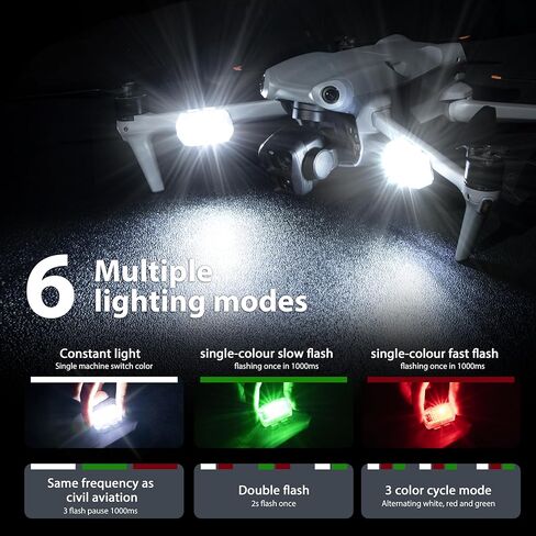 STARTRC Drone Strobe Light, Rechargable Flash Led Lamplight for FAA DroneNight Flying, Fits for DJI Neo 2,Mini 5 Pro/ 4 Pro/3/4k, Avata 2,Air 3S and All RC Drones Accessory(2pc) in Kuwait