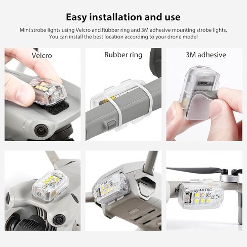 STARTRC Drone Strobe Light, Rechargable Flash Led Lamplight for FAA DroneNight Flying, Fits for DJI Neo 2,Mini 5 Pro/ 4 Pro/3/4k, Avata 2,Air 3S and All RC Drones Accessory(2pc) in Kuwait