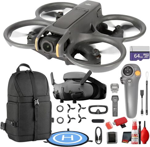 DJI Avata 2 Drone with Goggles 3 and 3-Battery Fly More Combo, Portable FPV Drone for Adventure, Travel, and Content Creation (CP.FP.00000151.02) + 64GB Card + Sling Backpack + More (22pc Bundle) in Kuwait