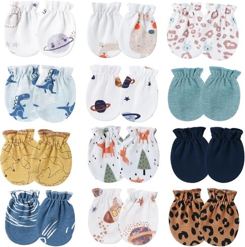 Newborn Baby Infant Toddler Mittens No Scratch Cotton Elastic Wrist Gloves for 0-6 Months Boys Girls in Saudi Arabia