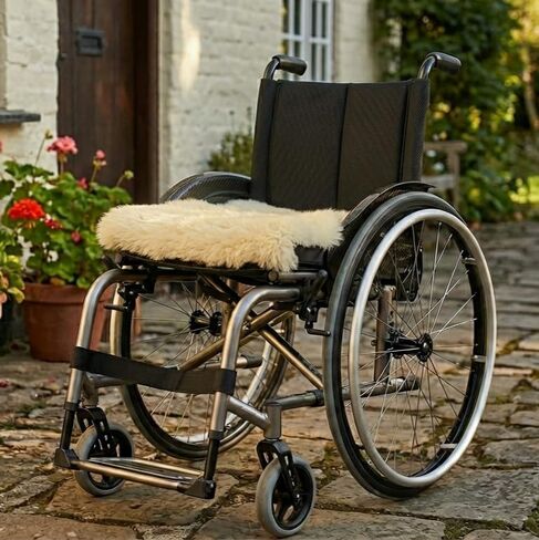 Medical Sheepskin Seat Pad | 100% Natural Wool Cushion for Wheelchair, Office Chair & Car Seat | Relieves Pain and Discomfort | Soothes Skin and Tailbone | Ultra Soft Luxury | Washable | 17" x 17" in Kuwait