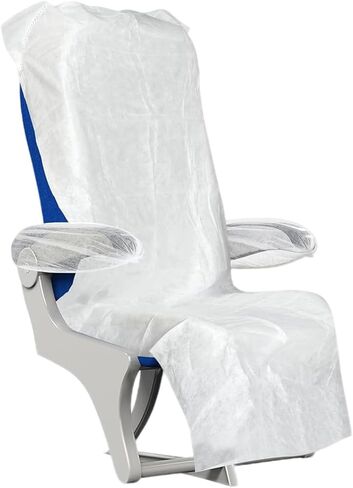 4 Pack Disposable Airplane Seat Covers, 60 x 24 Inches Non-Woven Fabric Seat Protector with Armrest Cover for Travel, Train, Bus, Rental Car, Office & Movie Theatre in Kuwait