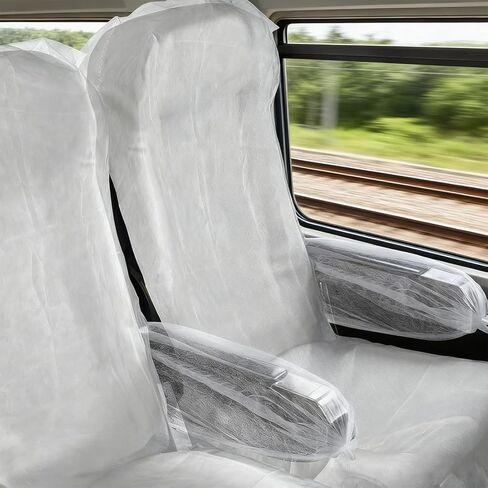 4 Pack Disposable Airplane Seat Covers, 60 x 24 Inches Non-Woven Fabric Seat Protector with Armrest Cover for Travel, Train, Bus, Rental Car, Office & Movie Theatre in Kuwait