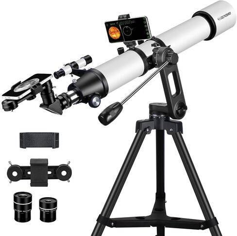 90mm Aperture 800mm Refractor Telescope for Adults High Powered Telescopes for Astronomy Beginners – Professional AZ Mount Tripod, HD Optics, Phone Adapter in Kuwait