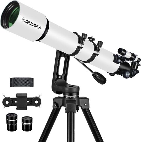 90mm Aperture 800mm Refractor Telescope for Adults High Powered Telescopes for Astronomy Beginners – Professional AZ Mount Tripod, HD Optics, Phone Adapter in Kuwait