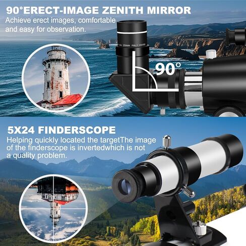 90mm Aperture 800mm Refractor Telescope for Adults High Powered Telescopes for Astronomy Beginners – Professional AZ Mount Tripod, HD Optics, Phone Adapter in Kuwait