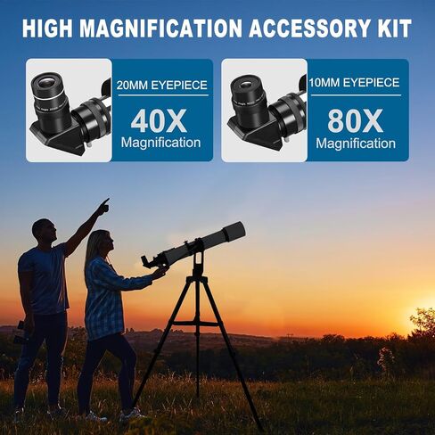 90mm Aperture 800mm Refractor Telescope for Adults High Powered Telescopes for Astronomy Beginners – Professional AZ Mount Tripod, HD Optics, Phone Adapter in Kuwait
