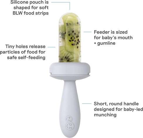 ezpz Baby-Led Gumline Feeder (Indigo) - Silicone Fruit Feeder for Infants 4 Months + - Baby Feeding Essentials - BLW Tools - Works Best with Compatible Ice Tray (Sold Separately) in Saudi Arabia