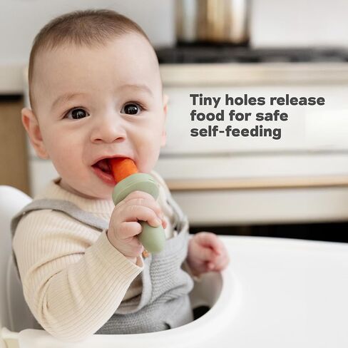 ezpz Baby-Led Gumline Feeder (Indigo) - Silicone Fruit Feeder for Infants 4 Months + - Baby Feeding Essentials - BLW Tools - Works Best with Compatible Ice Tray (Sold Separately) in Saudi Arabia