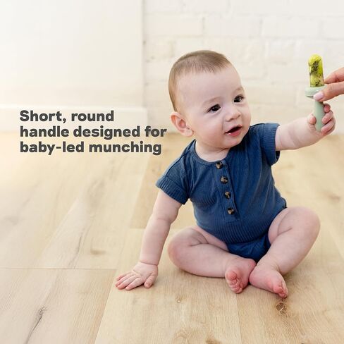 ezpz Baby-Led Gumline Feeder (Indigo) - Silicone Fruit Feeder for Infants 4 Months + - Baby Feeding Essentials - BLW Tools - Works Best with Compatible Ice Tray (Sold Separately) in Saudi Arabia