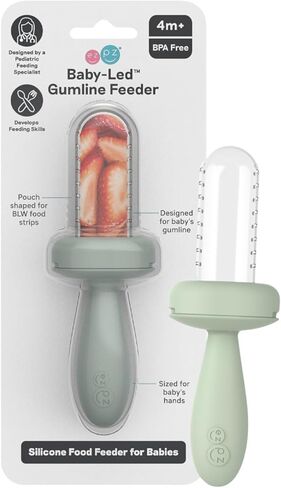 ezpz Baby-Led Gumline Feeder (Indigo) - Silicone Fruit Feeder for Infants 4 Months + - Baby Feeding Essentials - BLW Tools - Works Best with Compatible Ice Tray (Sold Separately) in Saudi Arabia