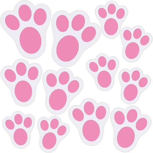 70PCS Removable Easter Bunny Paw Prints Stickers, 3 Size Easter Bunny Feet Stickers Rabbit Paw Decal Bunny Paw Print Clings for Home Office Classroom Floor Easter Party Decorations in Kuwait