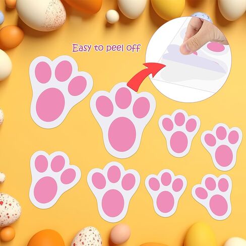 70PCS Removable Easter Bunny Paw Prints Stickers, 3 Size Easter Bunny Feet Stickers Rabbit Paw Decal Bunny Paw Print Clings for Home Office Classroom Floor Easter Party Decorations in Kuwait